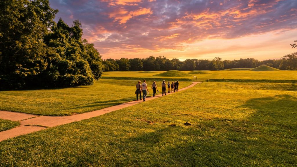 A group enjoying summer fun at the Hopewell Culture National Historic Part near Chillicothe, Ohio